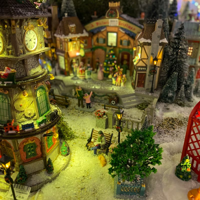 Scene inside the Christmas Village globe