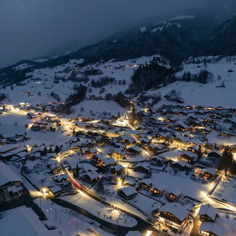 Scene inside the North Pole Village globe